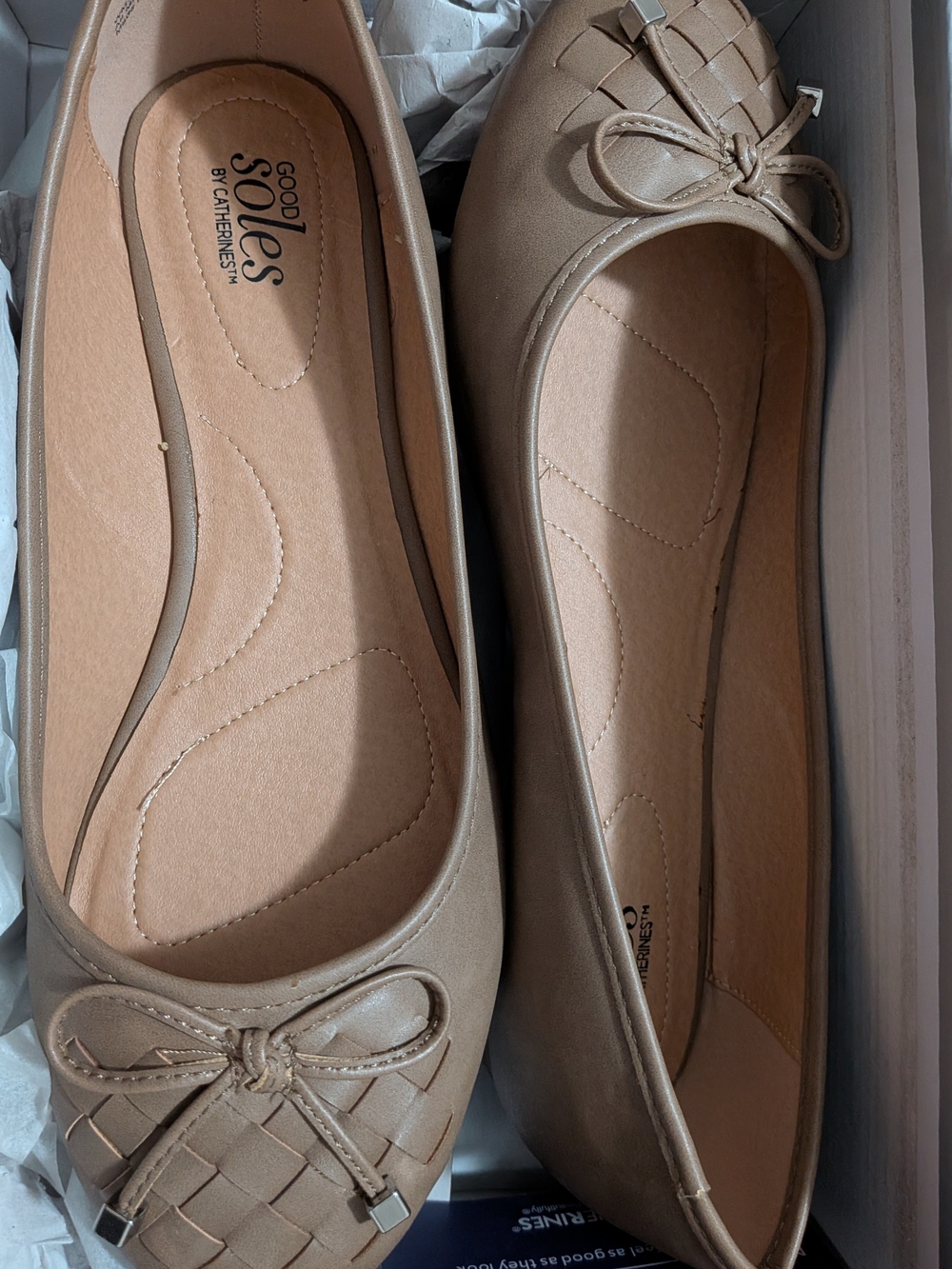 Catherines Taupe Woven Toe Ballet Flats